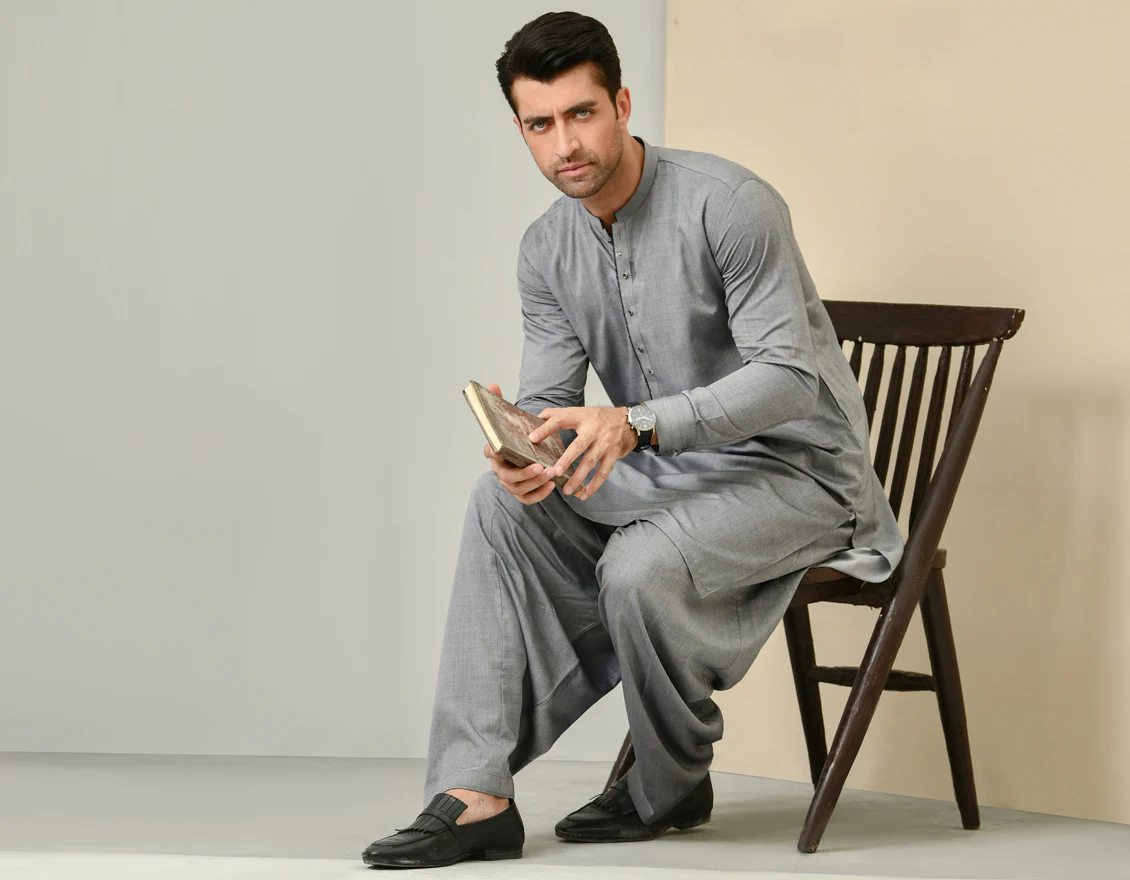 GREY BLENDED KAMEEZ SHALWAR | JJKS-US-42320/A22/JJ8183-CL - Image 3