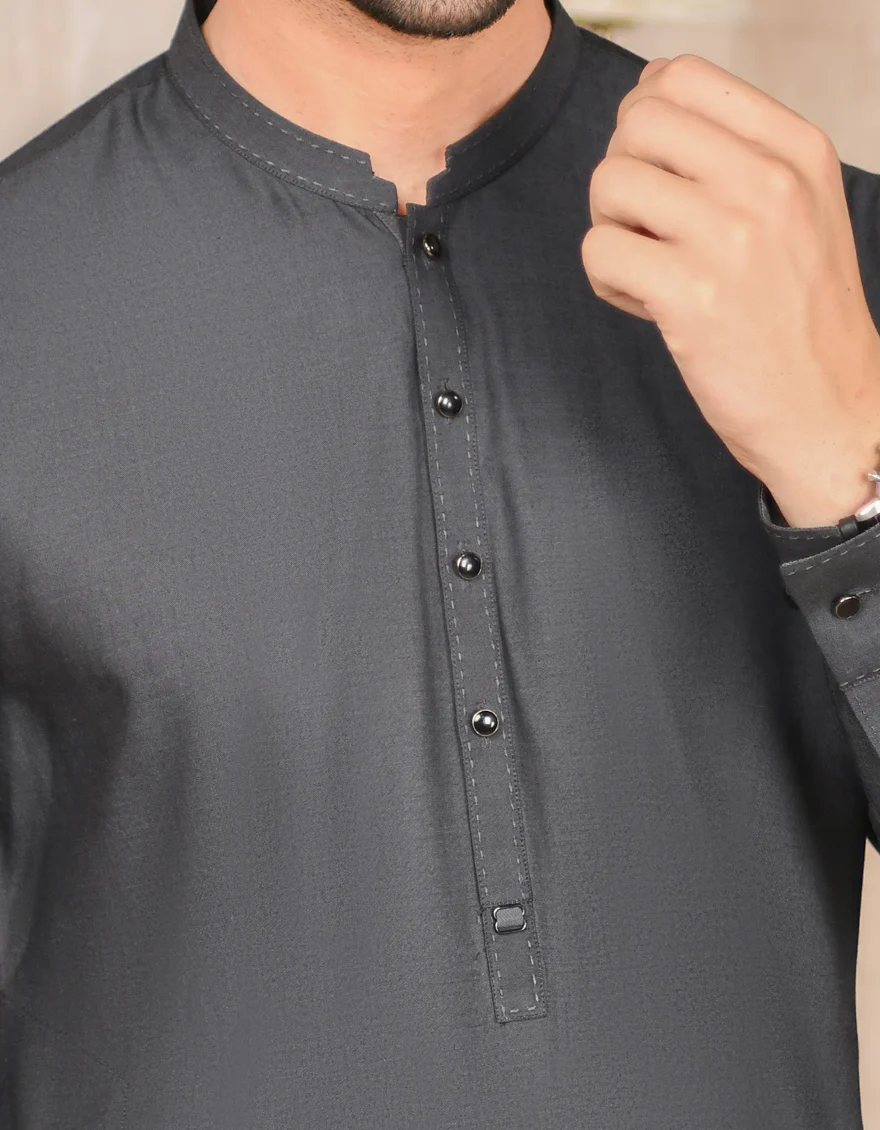 CHARCOAL BLENDED KAMEEZ SHALWAR | JJKS-US-42326/S22/JJ8182-CL - Image 2