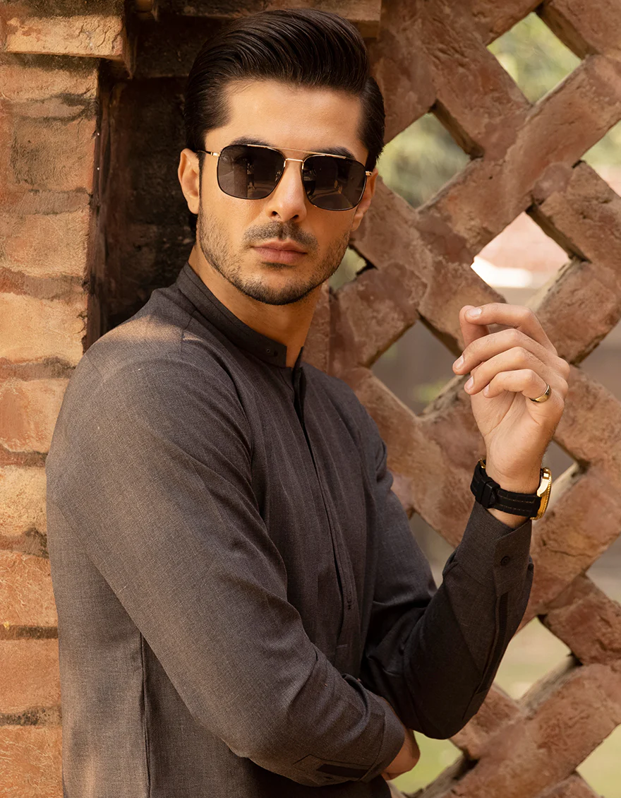 DARK GREY BLENDED KAMEEZ SHALWAR | JJKS-US-42334/S22/JJ8107-CL - Image 3