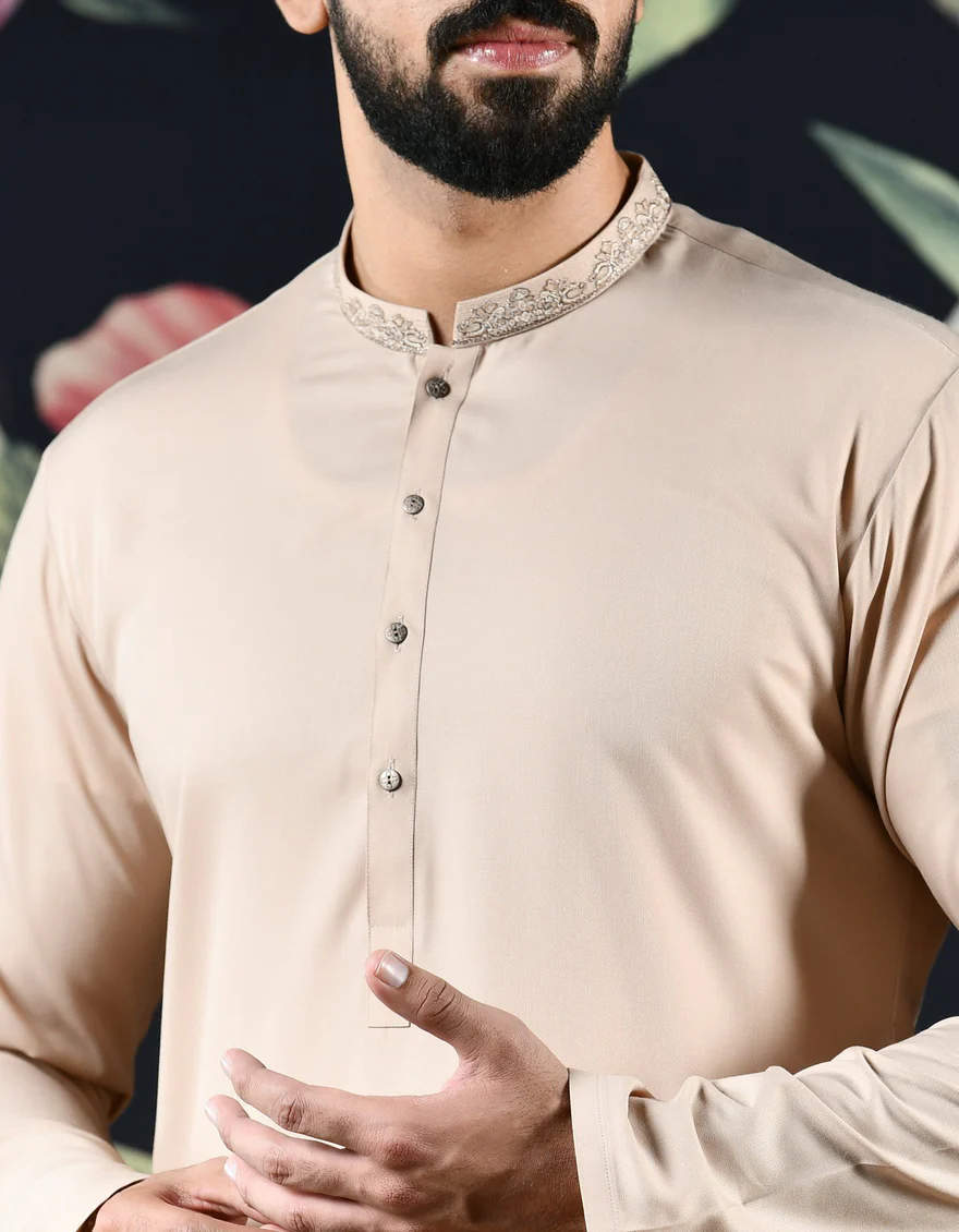 PEACH BLENDED KAMEEZ SHALWAR | JJKS-US-42406/A22/JJ8156-SF - Image 2