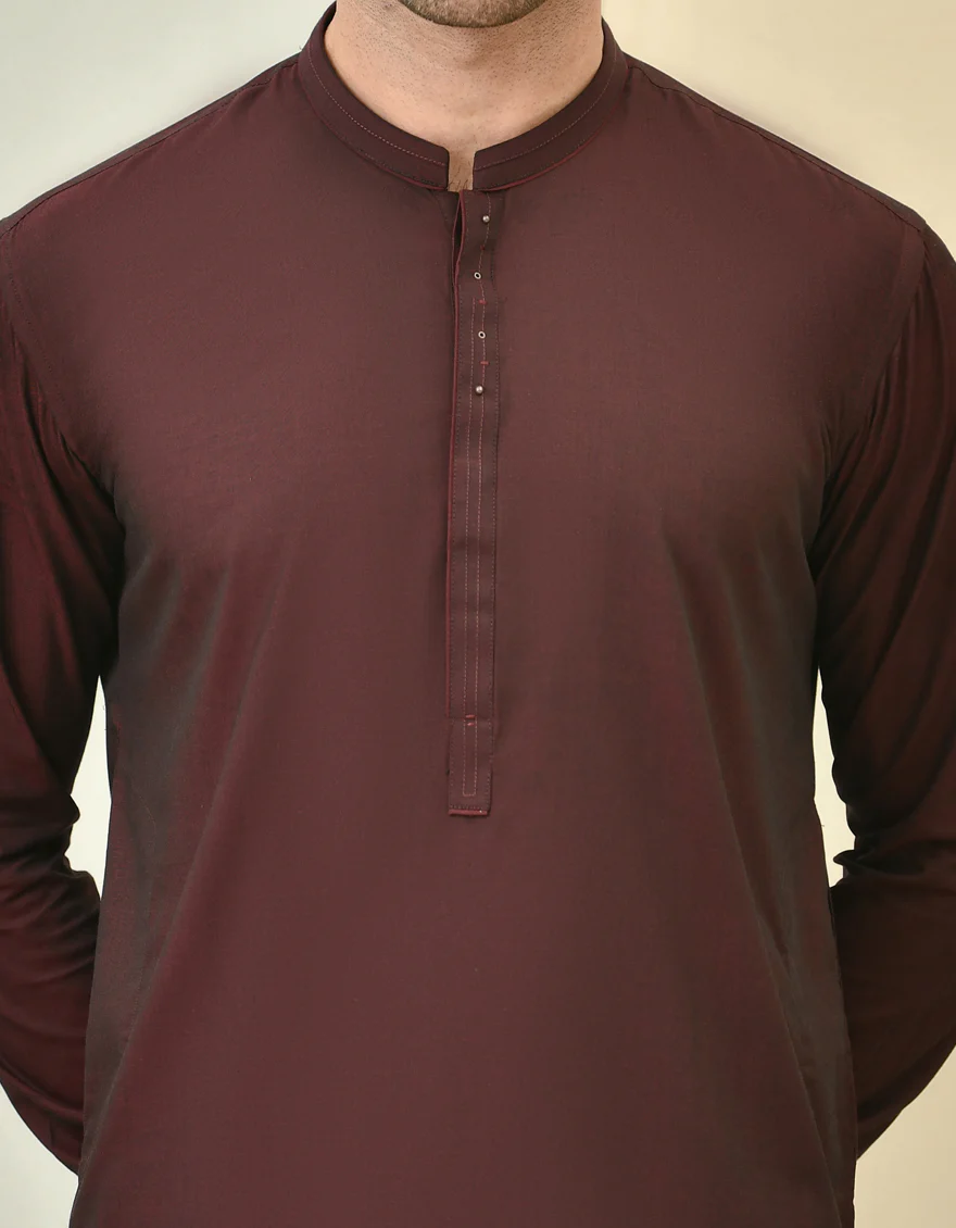 REDDISH MAROON BLENDED KAMEEZ SHALWAR | JJKS-US-43039/A22/JJ8183-CL - Image 2