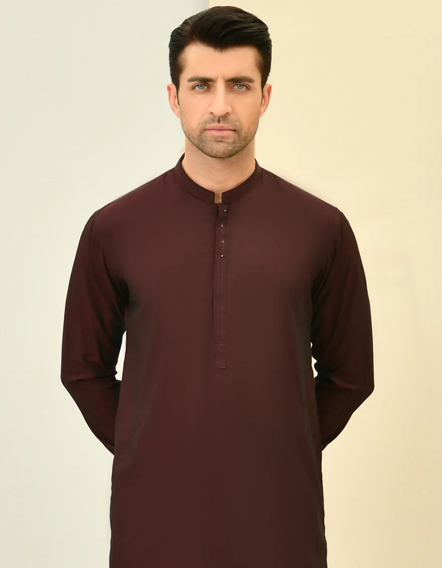 REDDISH MAROON BLENDED KAMEEZ SHALWAR | JJKS-US-43039/A22/JJ8183-CL - Image 4
