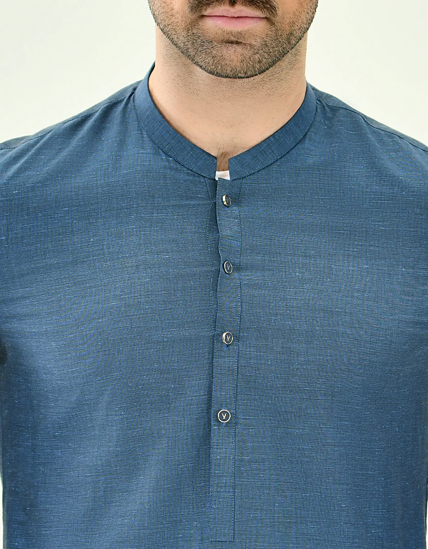 TEAL BLUE BLENDED KAMEEZ SHALWAR | JJKS-US-43107/A22/JJ8184-CL - Image 2