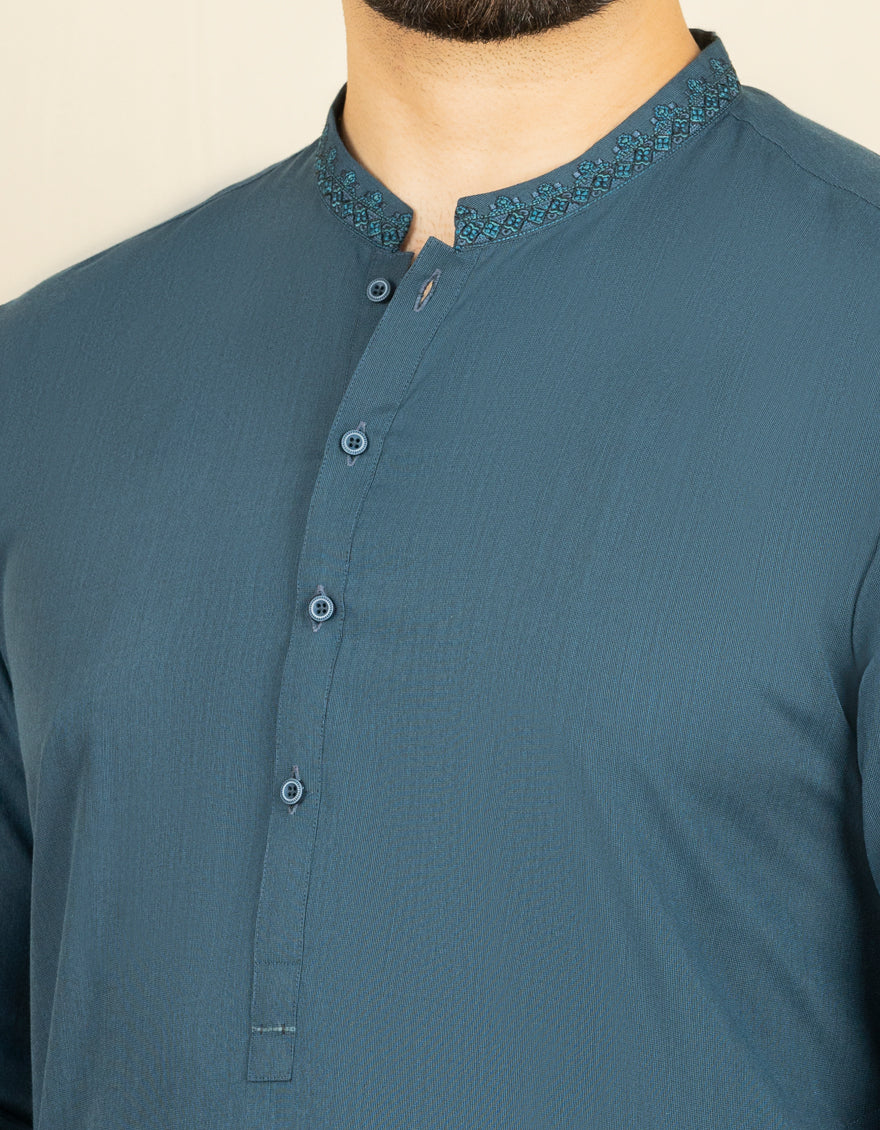 DEEP SEA BLUE KAMEEZ SHALWAR | JJKS-US-43124/A22/JJ8160-SF - Image 2