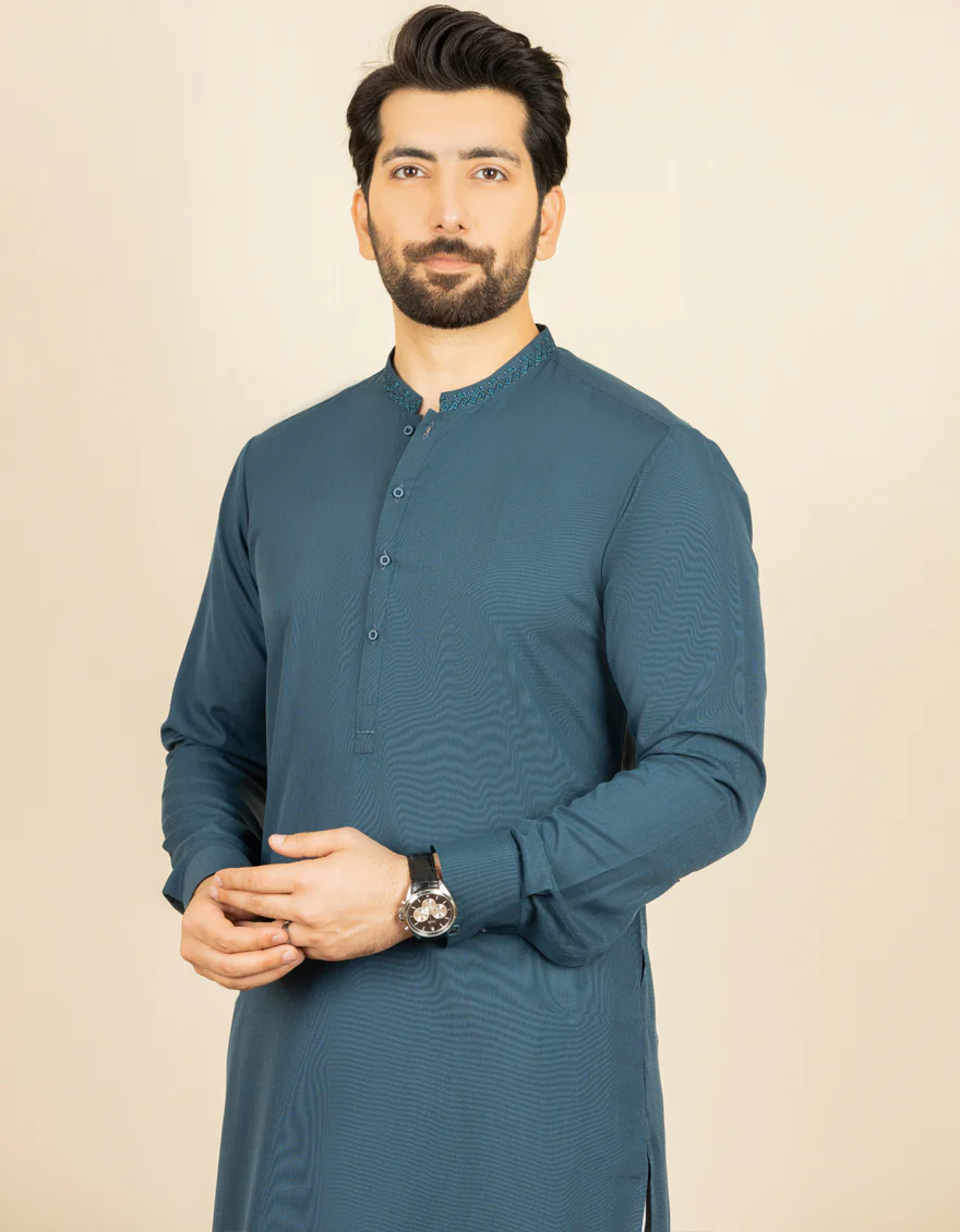 DEEP SEA BLUE KAMEEZ SHALWAR | JJKS-US-43124/A22/JJ8160-SF - Image 3