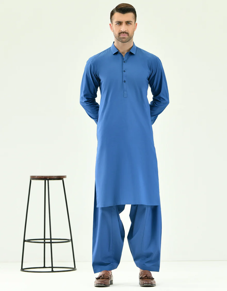 PERSIAN BLUE COTTON KAMEEZ SHALWAR | JJKS-US-43127/A22/JJ7420-CL - Image 4