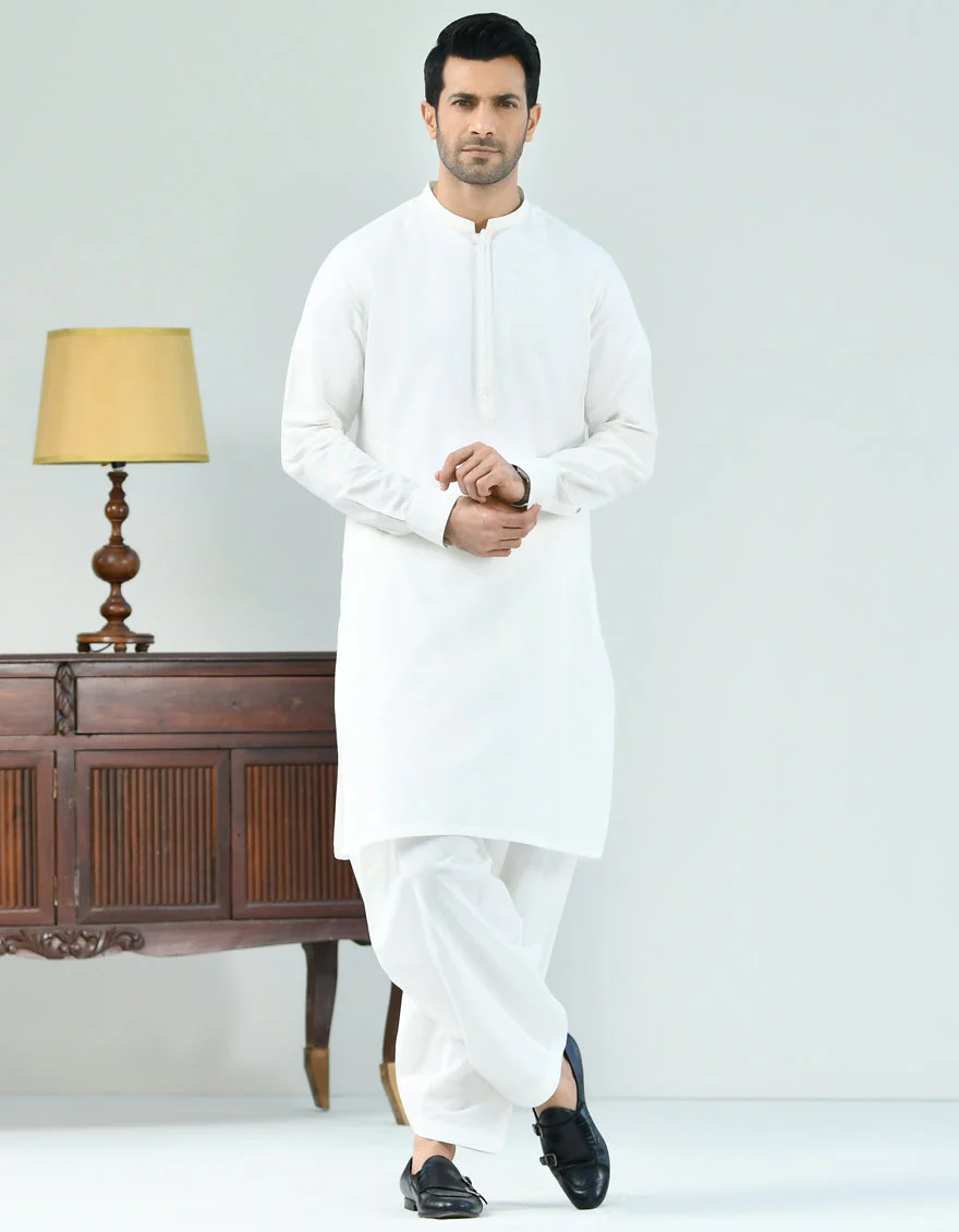 OFF WHITE COTTON LAWN KAMEEZ SHALWAR | JJKS-US-43131/A22/JJ8184-CL