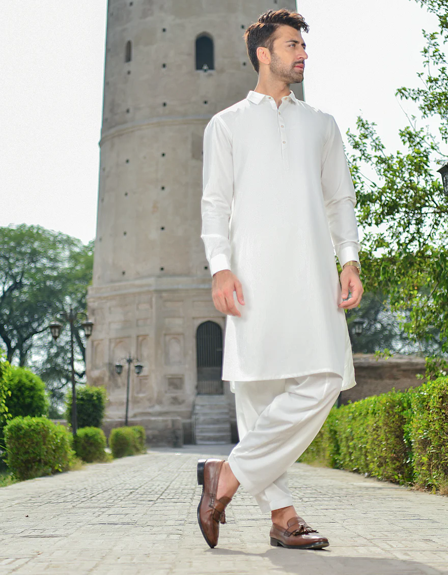 OFF WHITE BLENDED KAMEEZ SHALWAR | JJKS-US-43132/A22/JJ8260-CL