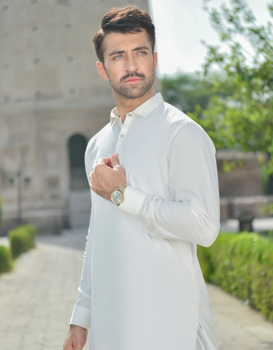 OFF WHITE BLENDED KAMEEZ SHALWAR | JJKS-US-43132/A22/JJ8260-CL - Image 3