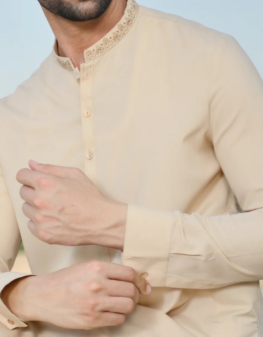 BEIGE VISCOSE KAMEEZ SHALWAR | JJKS-US-43135/A22/JJ8260-SF - Image 2