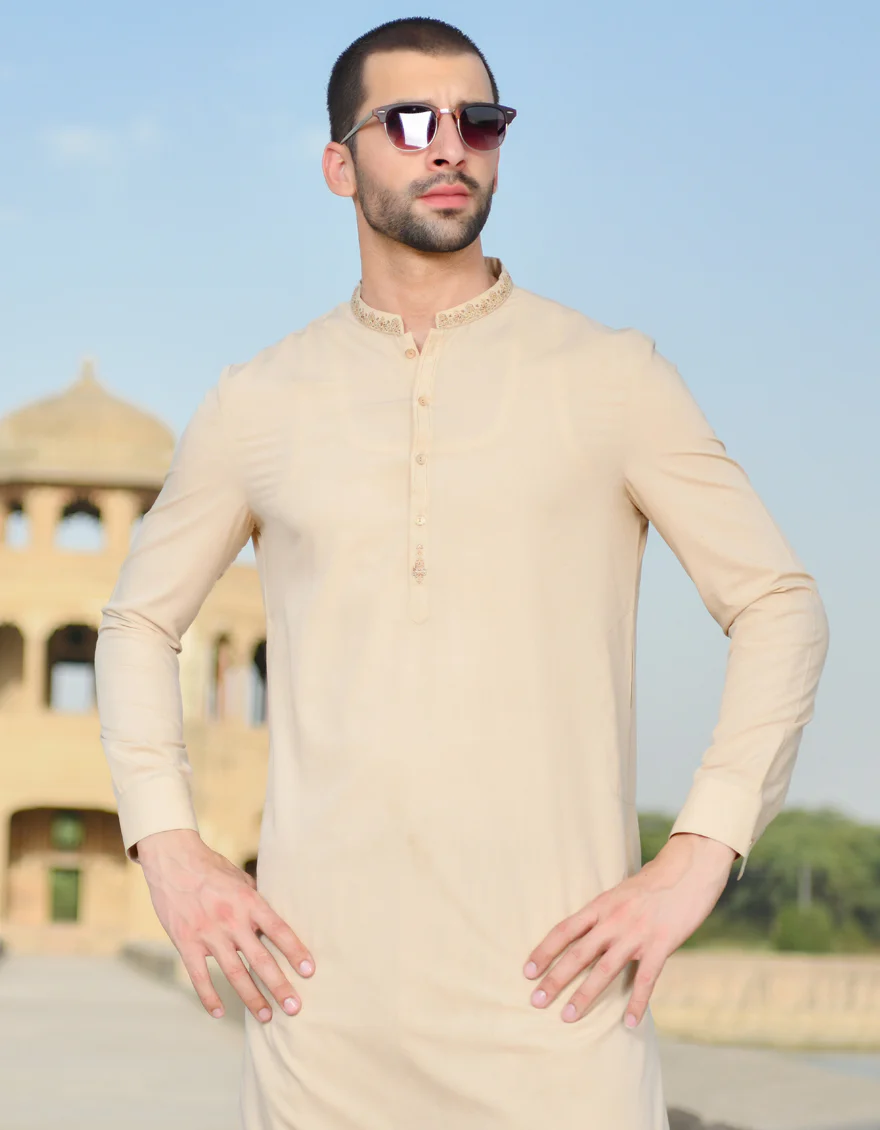 BEIGE VISCOSE KAMEEZ SHALWAR | JJKS-US-43135/A22/JJ8260-SF - Image 3