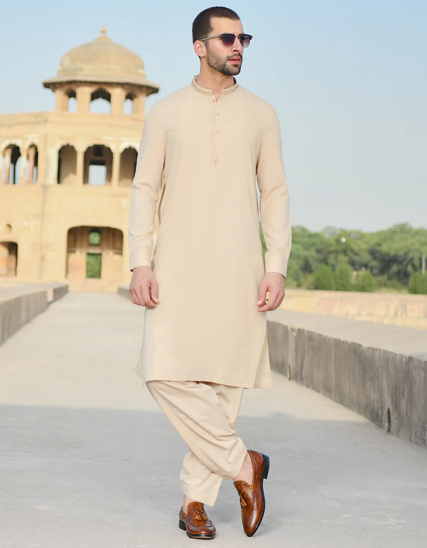BEIGE VISCOSE KAMEEZ SHALWAR | JJKS-US-43135/A22/JJ8260-SF - Image 4