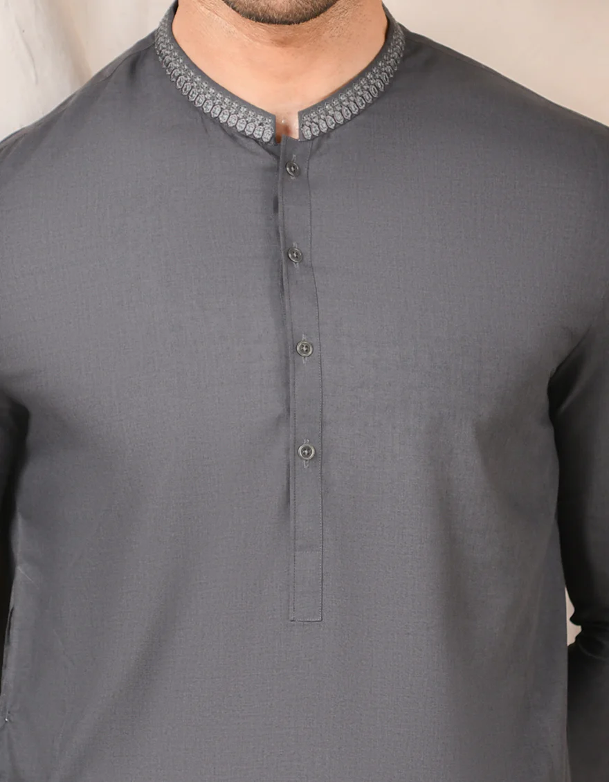DARK GREY BLENDED KAMEEZ SHALWAR | JJKS-US-43136/A22/JJ8272-SF - Image 2