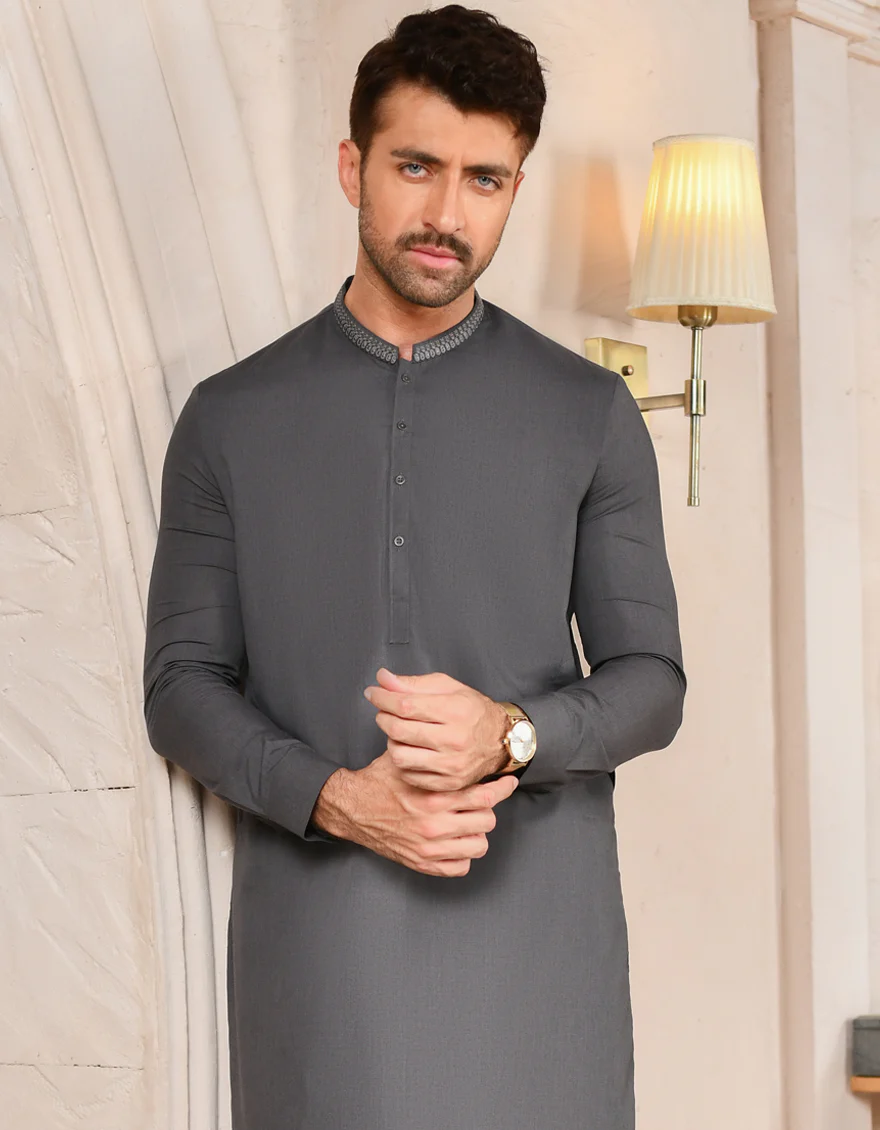 DARK GREY BLENDED KAMEEZ SHALWAR | JJKS-US-43136/A22/JJ8272-SF - Image 3