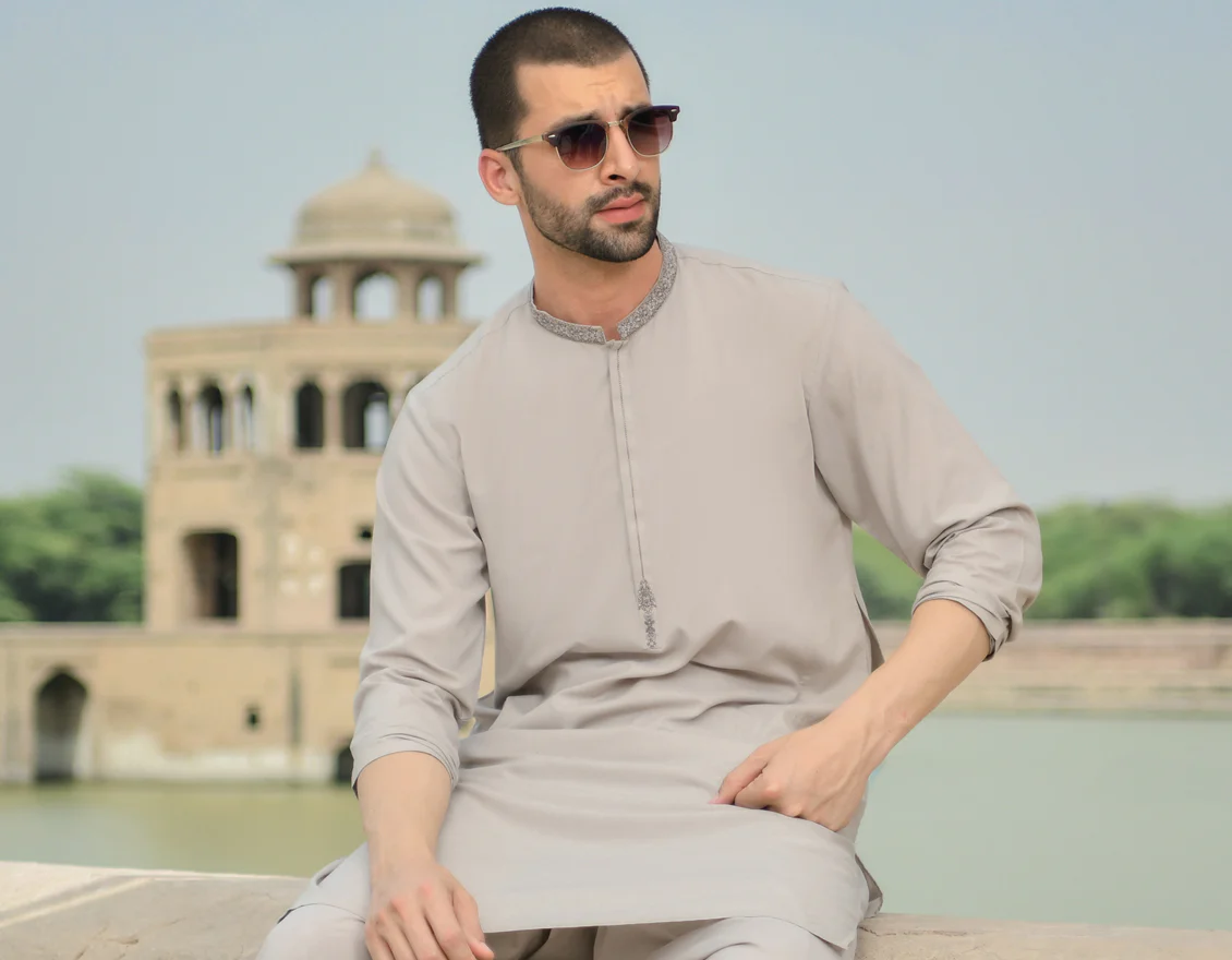 GREY CLOUD BLENDED KAMEEZ SHALWAR | JJKS-US-43139/A22/JJ8259-SF - Image 3