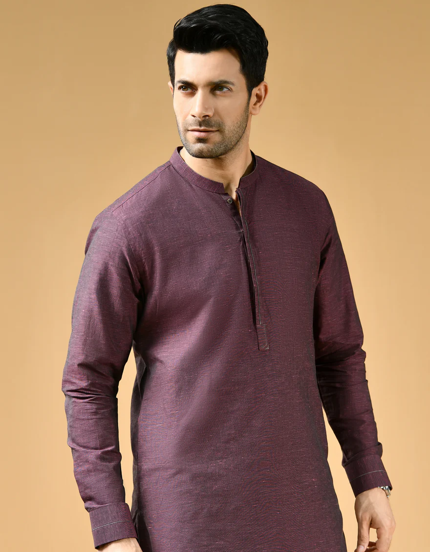 MAROON BLENDED KAMEEZ SHALWAR | JJKS-US-43142/A22/JJ8186-CL - Image 3