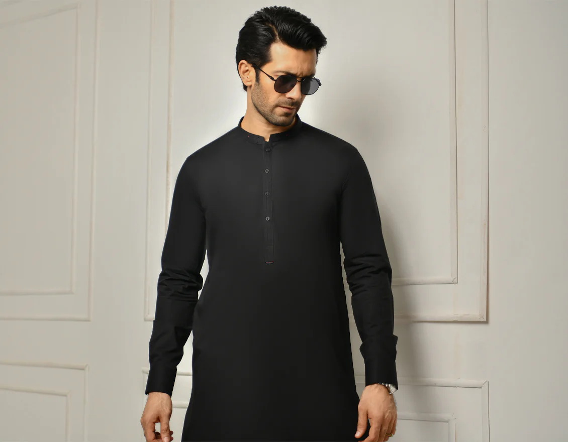 BLACK COTTON KAMEEZ SHALWAR | JJKS-US-43161/S22/JJ8207-CL - Image 3