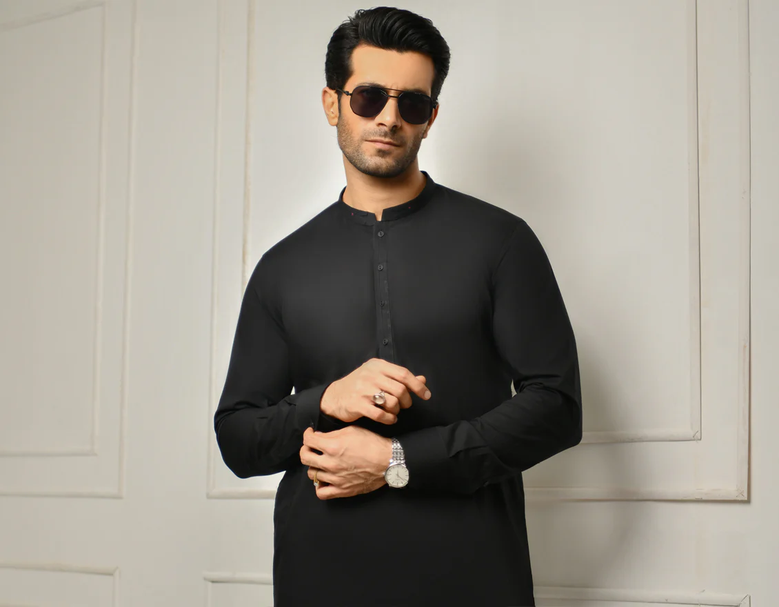 BLACK COTTON KAMEEZ SHALWAR | JJKS-US-43161/S22/JJ8207-CL - Image 4