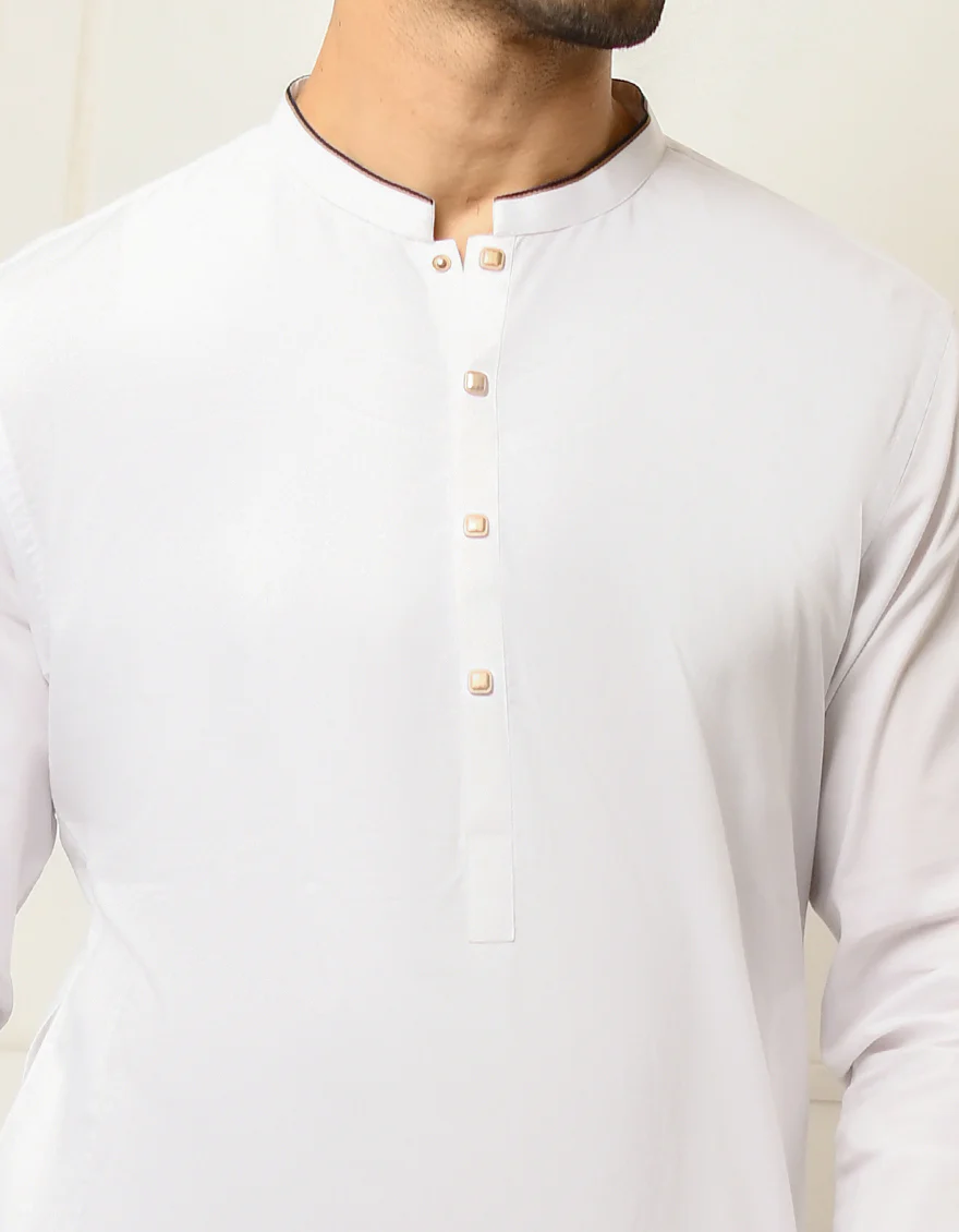 WHITE COTTON KAMEEZ SHALWAR | JJKS-US-43165/S22/JJ8207-PN - Image 2