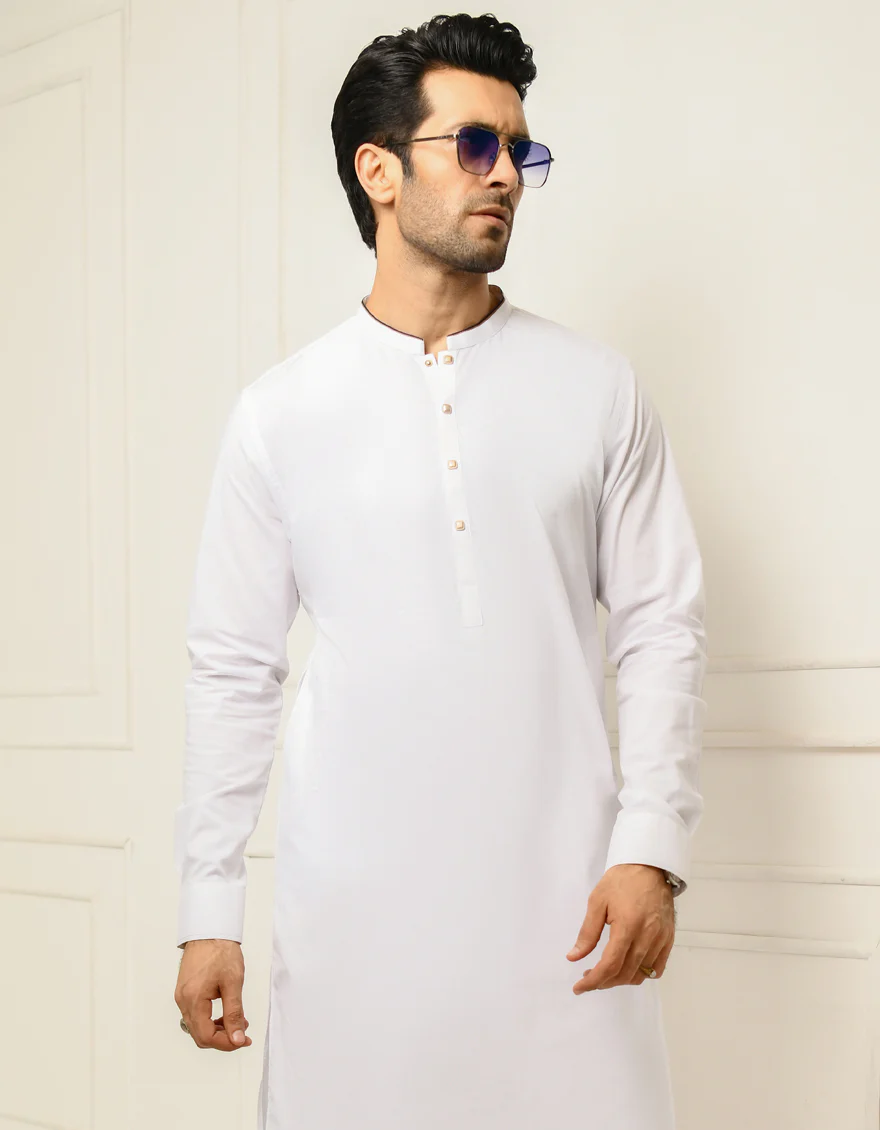 WHITE COTTON KAMEEZ SHALWAR | JJKS-US-43165/S22/JJ8207-PN - Image 3