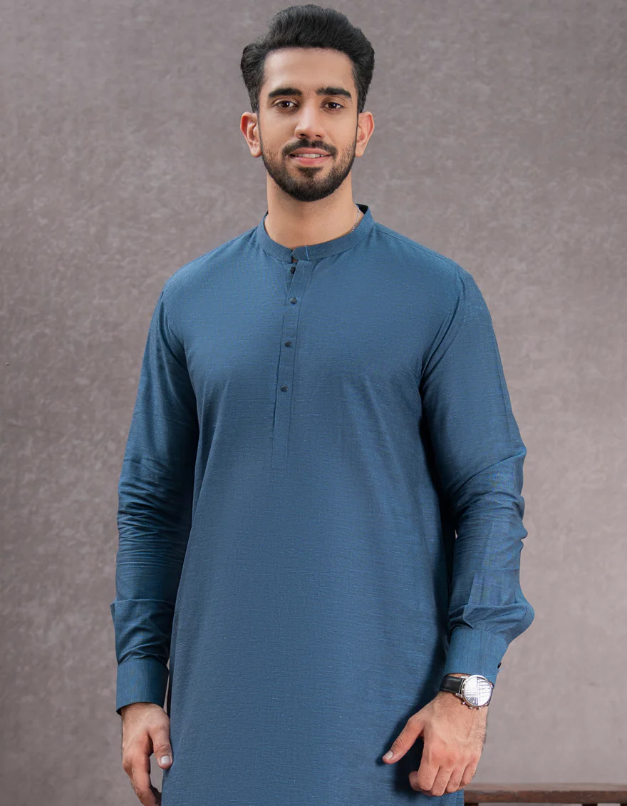 BLUE BLENDED KAMEEZ SHALWAR | JJKS-US-43174/A22/JJ8184-CL - Image 3