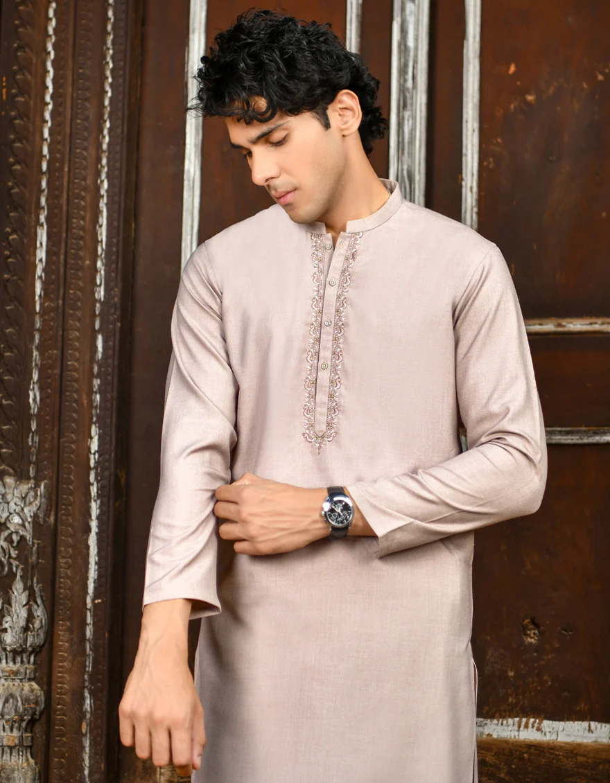 BEIGE BLENDED KAMEEZ SHALWAR | JJKS-US-43233/A23/JJ8796-SF - Image 3