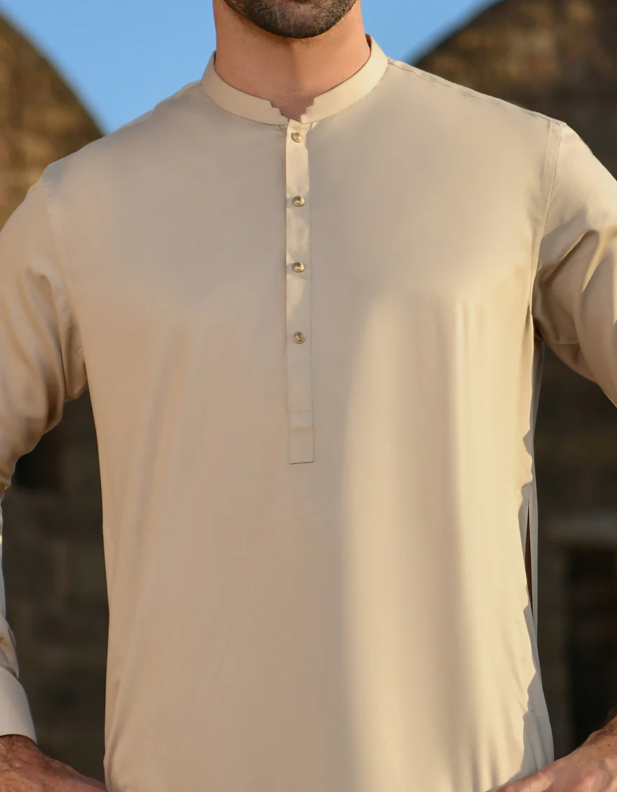 BEIGE BLENDED KAMEEZ SHALWAR | JJKS-US-43235/A23/JJ8821-CL - Image 2