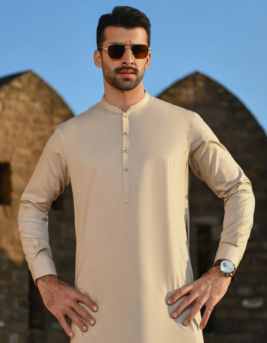 BEIGE BLENDED KAMEEZ SHALWAR | JJKS-US-43235/A23/JJ8821-CL - Image 3