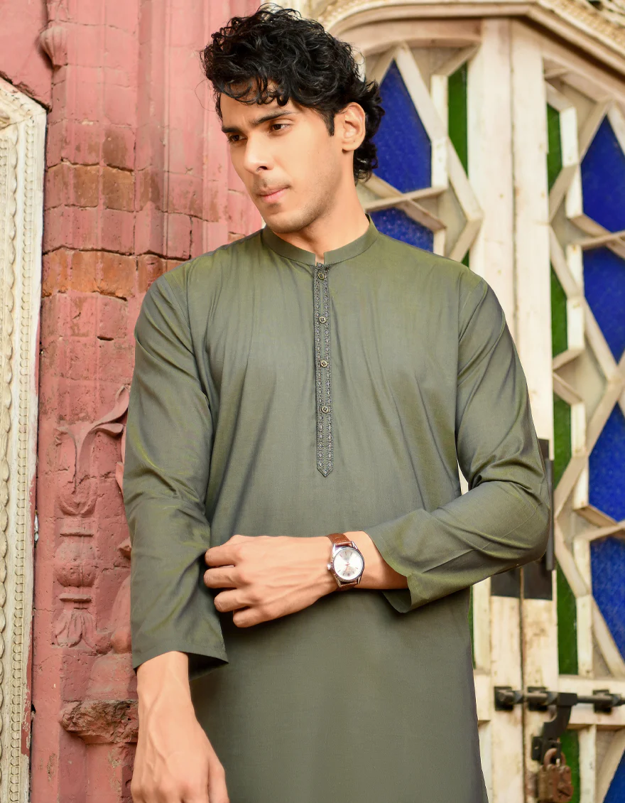 IVORY GREEN COTTON KAMEEZ SHALWAR | JJKS-US-43244/A23/JJ8795-SF - Image 3