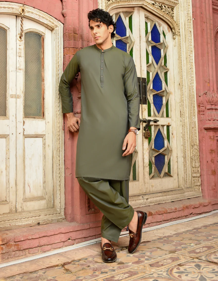 IVORY GREEN COTTON KAMEEZ SHALWAR | JJKS-US-43244/A23/JJ8795-SF - Image 4