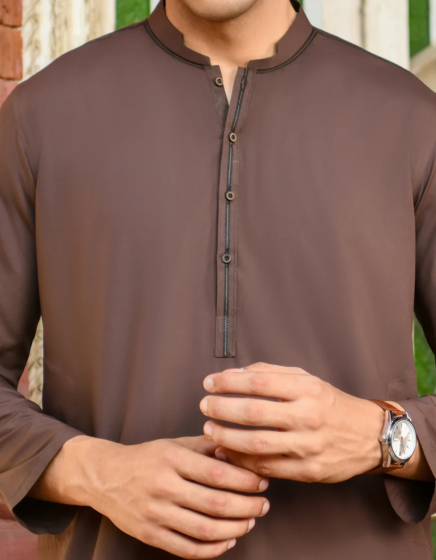 BROWN BLENDED KAMEEZ SHALWAR | JJKS-US-43251/A23/JJ8833-CL - Image 2