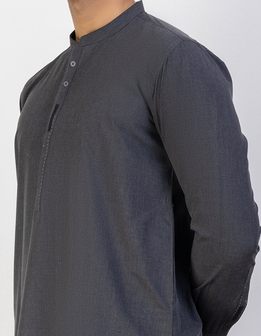 CHARCOAL GREY BLENDED KAMEEZ SHALWAR | JJKS-US-43273/A23/JJ8869-CL - Image 2