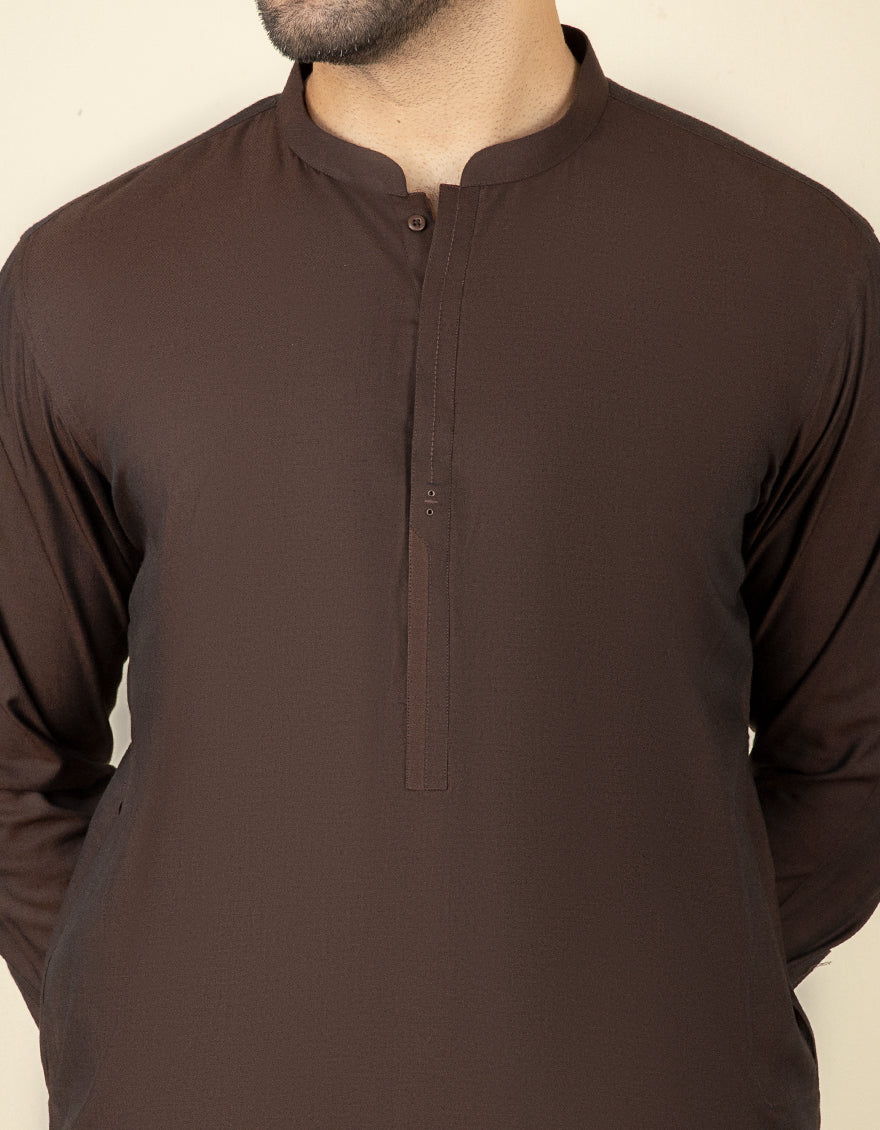 DARK BROWN BLENDED KAMEEZ SHALWAR | JJKS-US-44038/A22/JJ8183-CL - Image 2