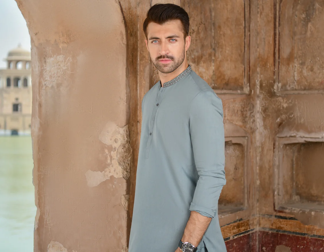 SEA GREEN BLENDED KAMEEZ SHALWAR | JJKS-US-44081/A22/JJ8259-SF - Image 4
