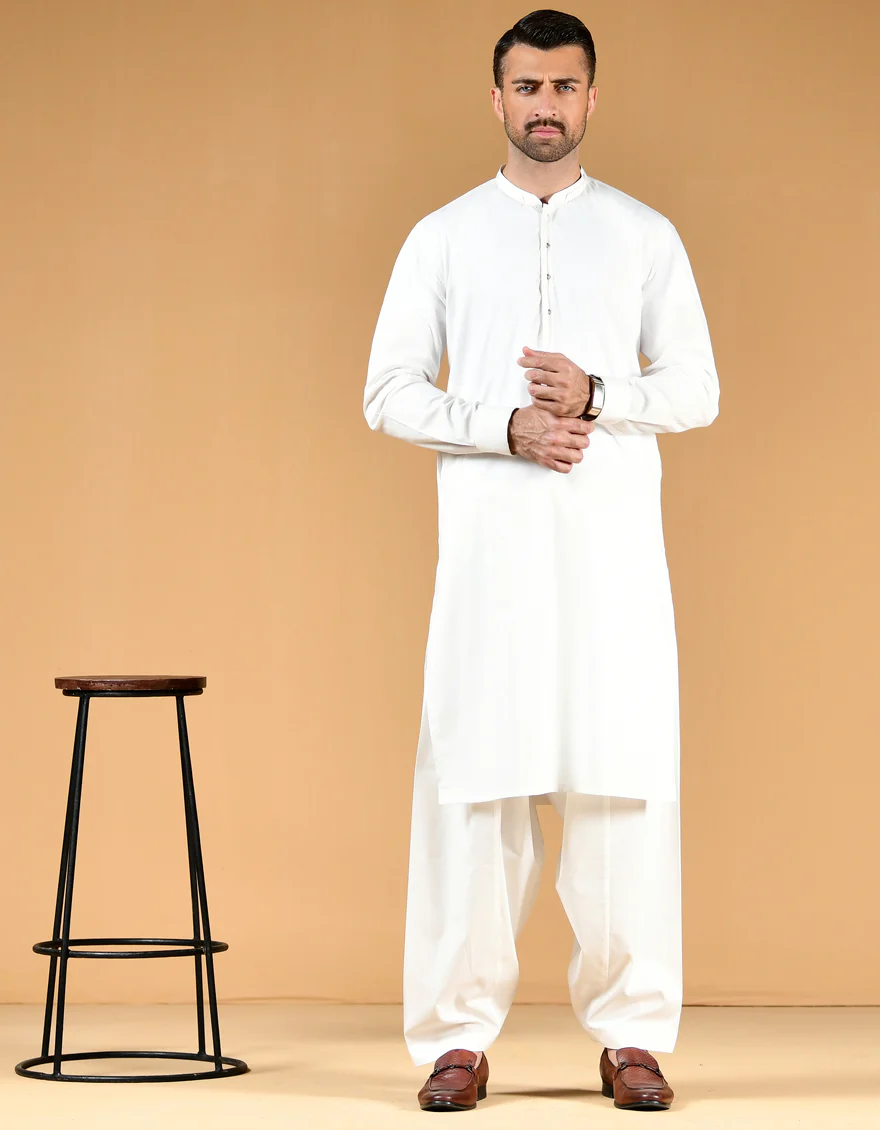 OFF WHITE COTTON KAMEEZ SHALWAR | JJKS-US-44097/A22/JJ8207-CL