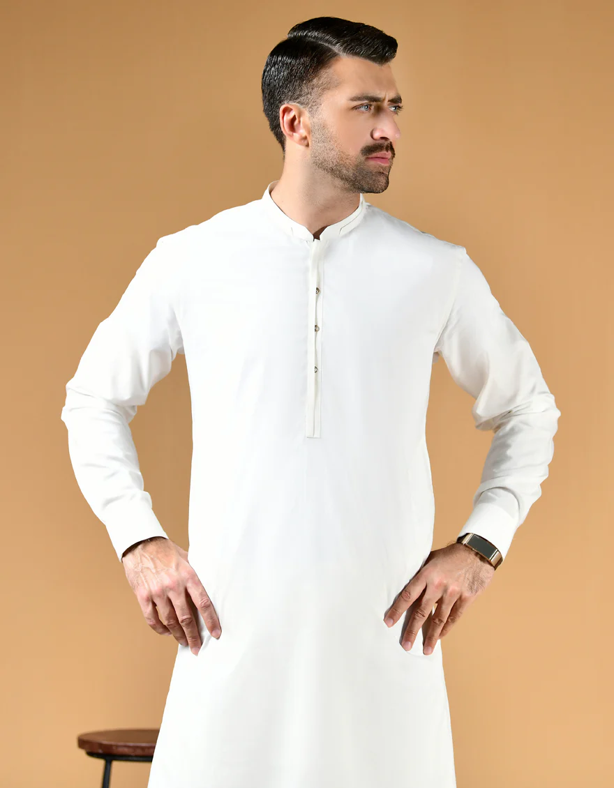 OFF WHITE COTTON KAMEEZ SHALWAR | JJKS-US-44097/A22/JJ8207-CL - Image 3