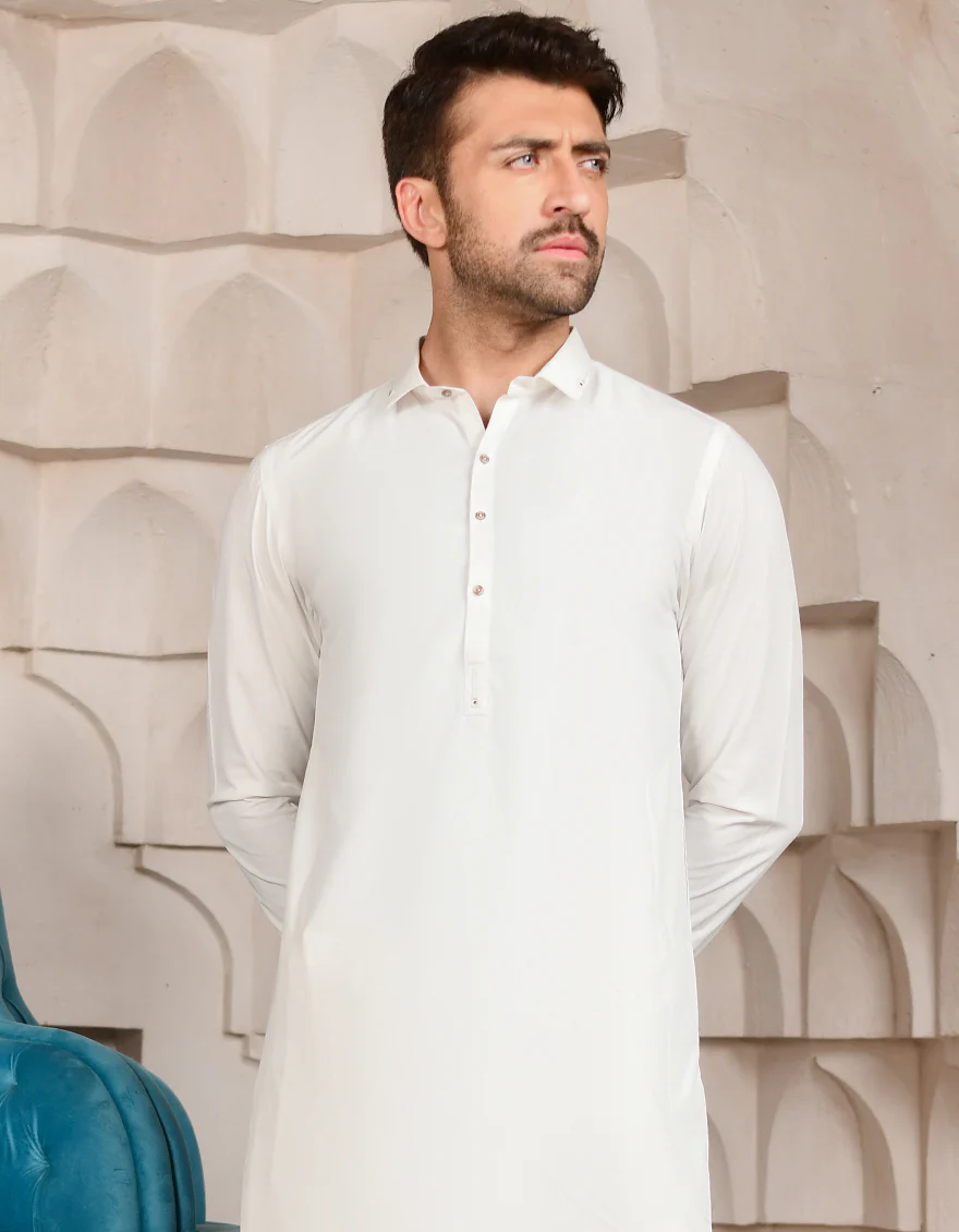 OFF WHITE BLENDED KAMEEZ SHALWAR | JJKS-US-44111/A22/JJ8189-CL - Image 4