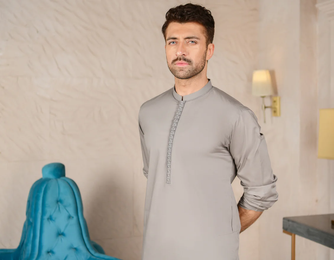 GREY COTTON KAMEEZ SHALWAR | JJKS-US-44112/A22/JJ7420-SF - Image 3