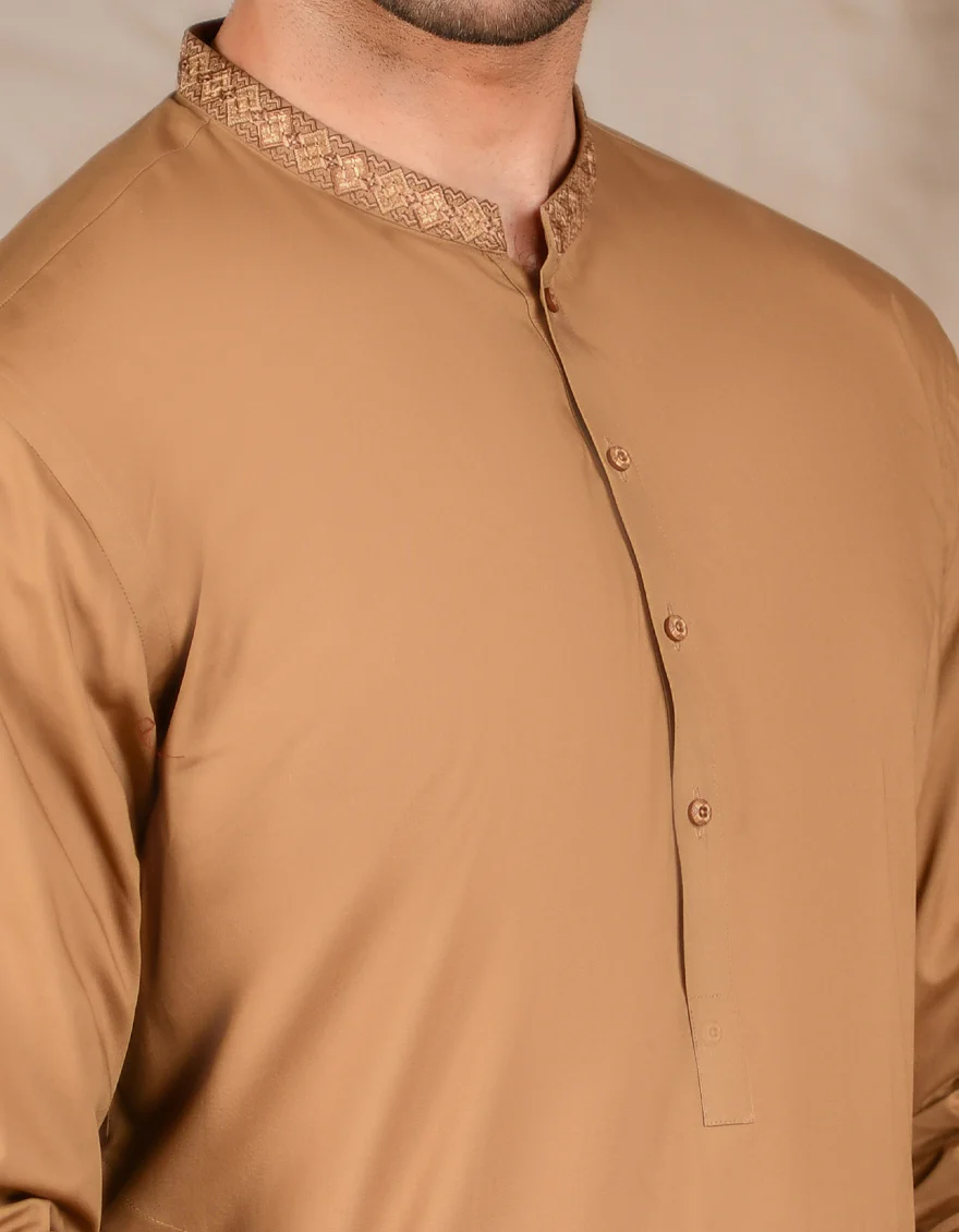 BROWN COTTON KAMEEZ SHALWAR | JJKS-US-44113/A22/JJ7420-SF - Image 2