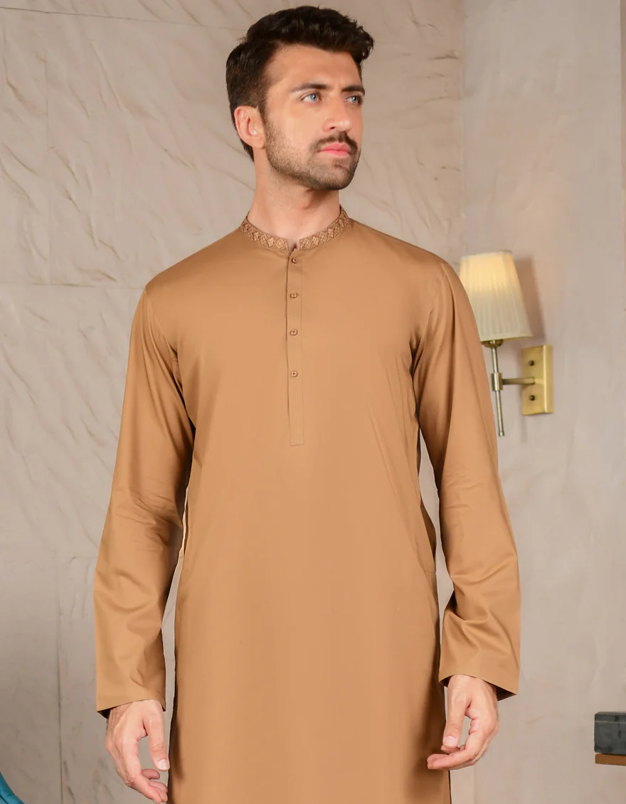 BROWN COTTON KAMEEZ SHALWAR | JJKS-US-44113/A22/JJ7420-SF - Image 3