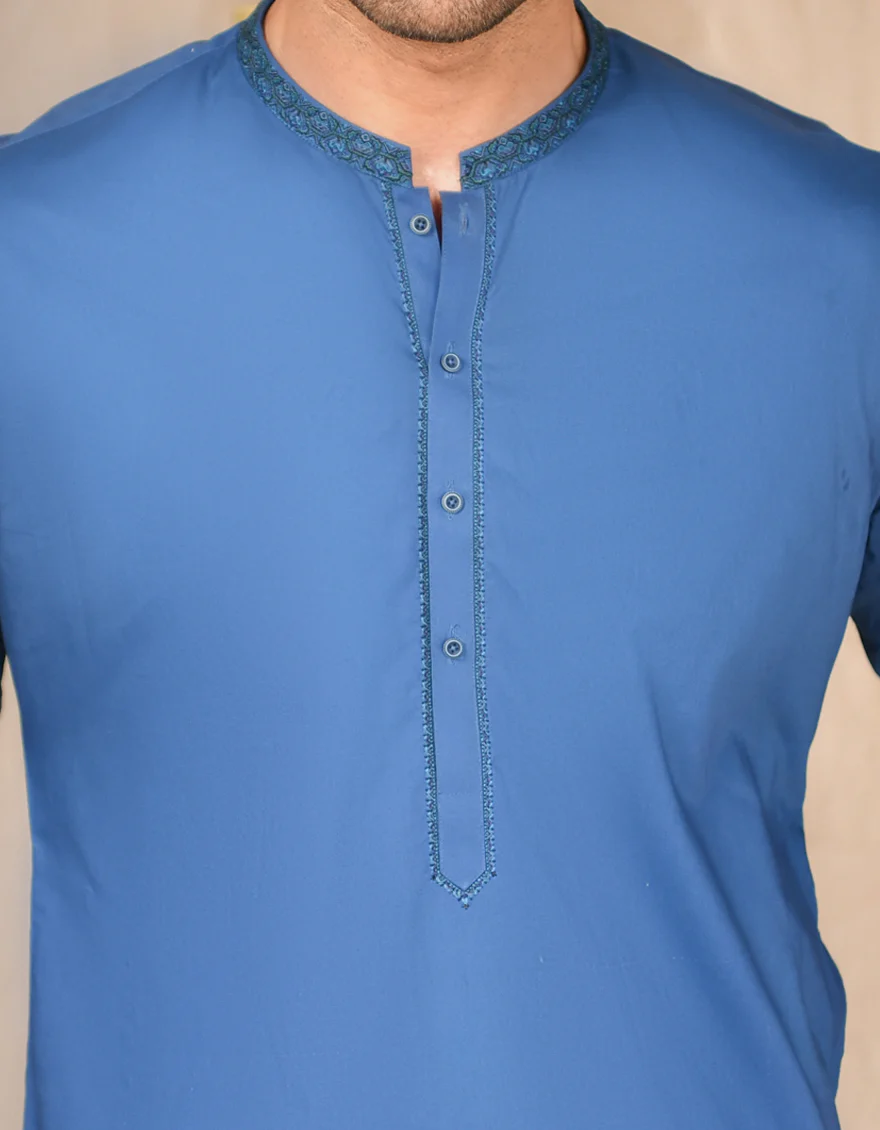 BLUE COTTON KAMEEZ SHALWAR | JJKS-US-44114/A22/JJ7420-SF - Image 2