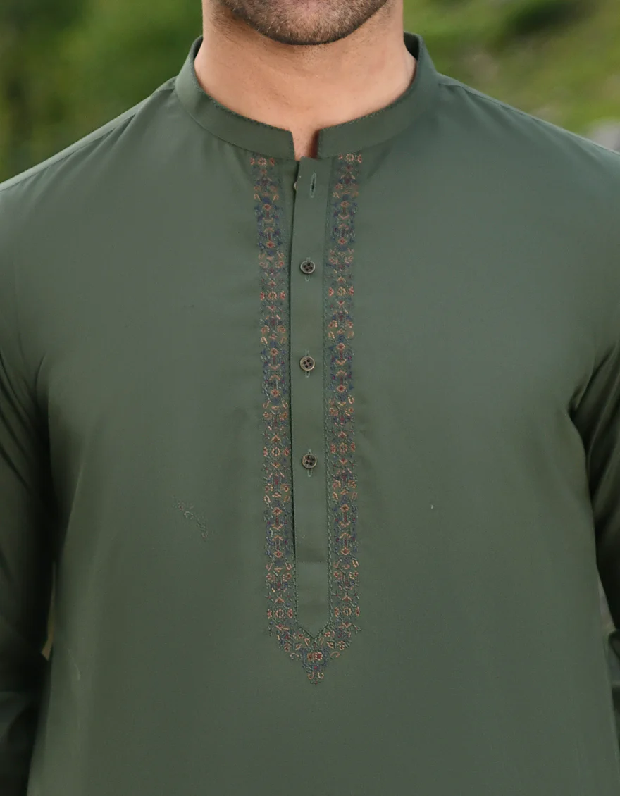 GREEN BLENDED KAMEEZ SHALWAR | JJKS-US-44122/S22/JJ8258-SF - Image 2