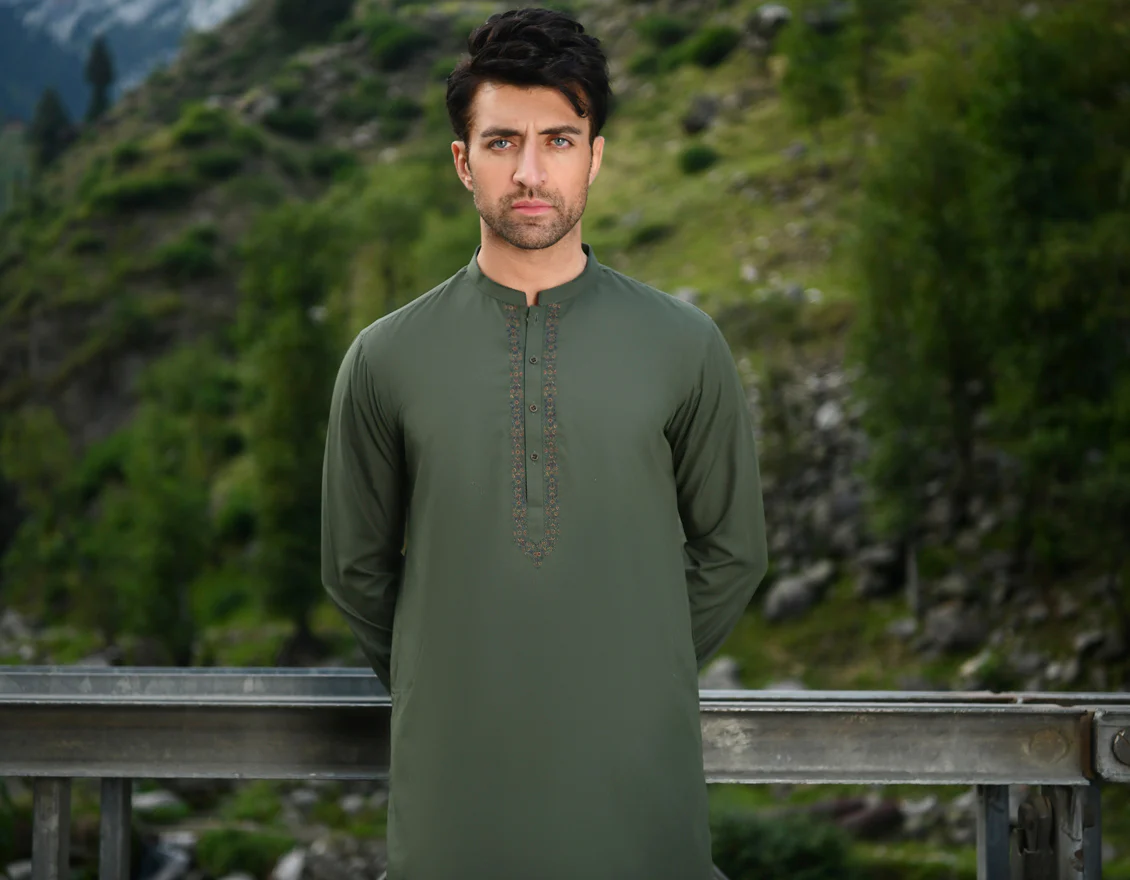 GREEN BLENDED KAMEEZ SHALWAR | JJKS-US-44122/S22/JJ8258-SF - Image 3