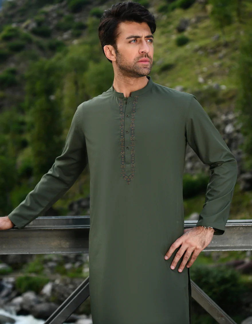 GREEN BLENDED KAMEEZ SHALWAR | JJKS-US-44122/S22/JJ8258-SF - Image 5