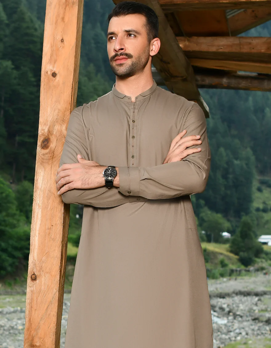 LIGHT BROWN BLENDED KAMEEZ SHALWAR | JJKS-US-44123/A22/JJ8258-CL - Image 2