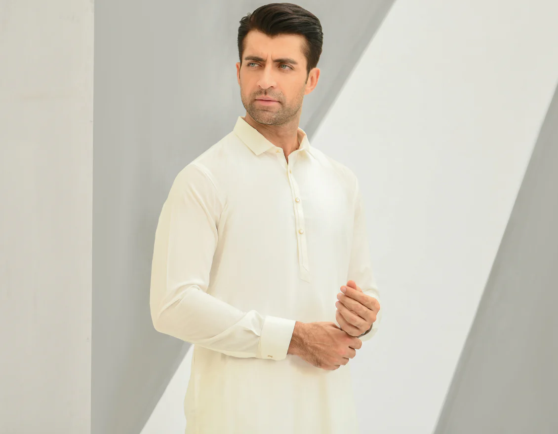 OFF WHITE COTTON KAMEEZ SHALWAR | JJKS-US-44125/S22/JJ8207-CL - Image 4