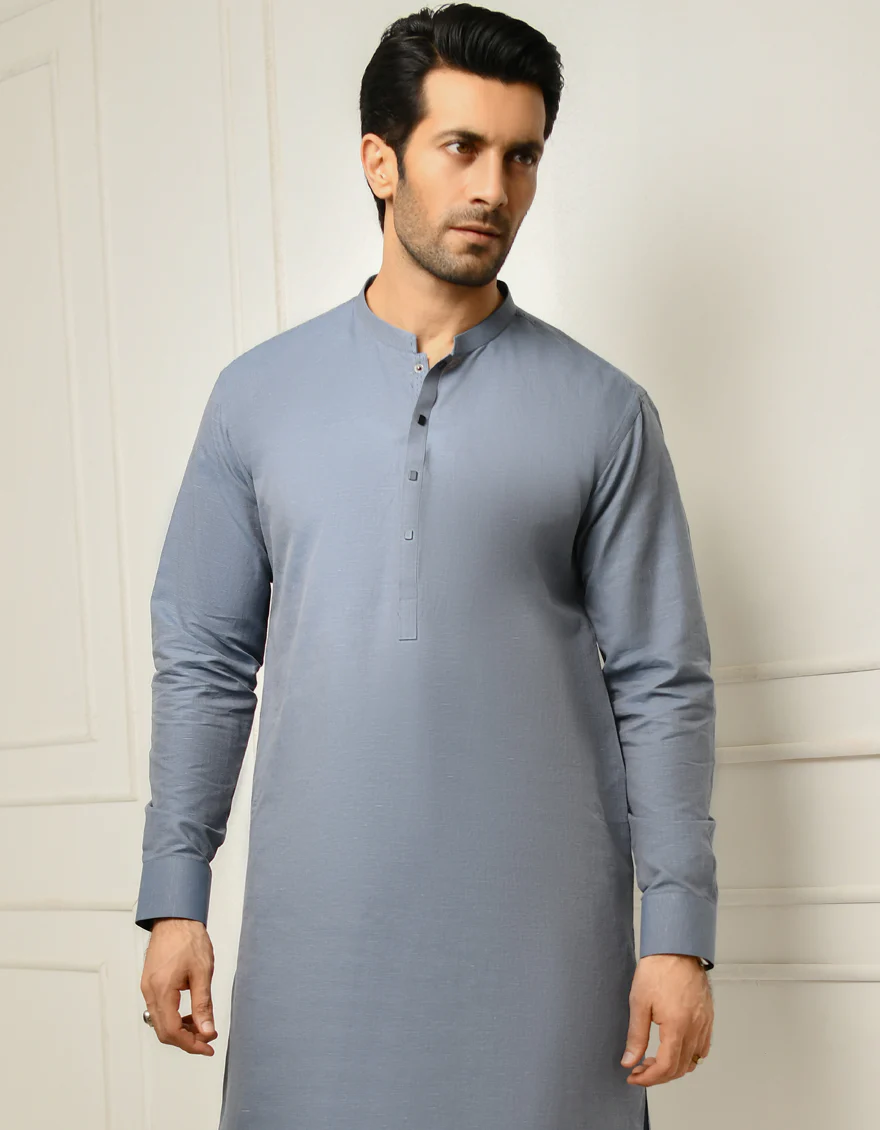 BLUISH GREY COTTON SILK KAMEEZ SHALWAR | JJKS-US-44126/S22/JJ8186-CL - Image 3