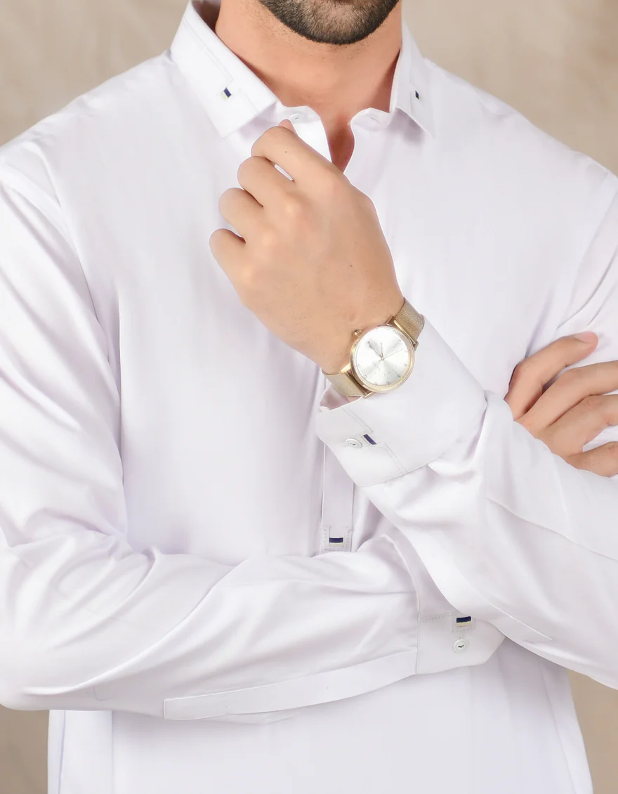 WHITE BLENDED KAMEEZ SHALWAR | JJKS-US-44129/A22/JJ8273-CL - Image 2