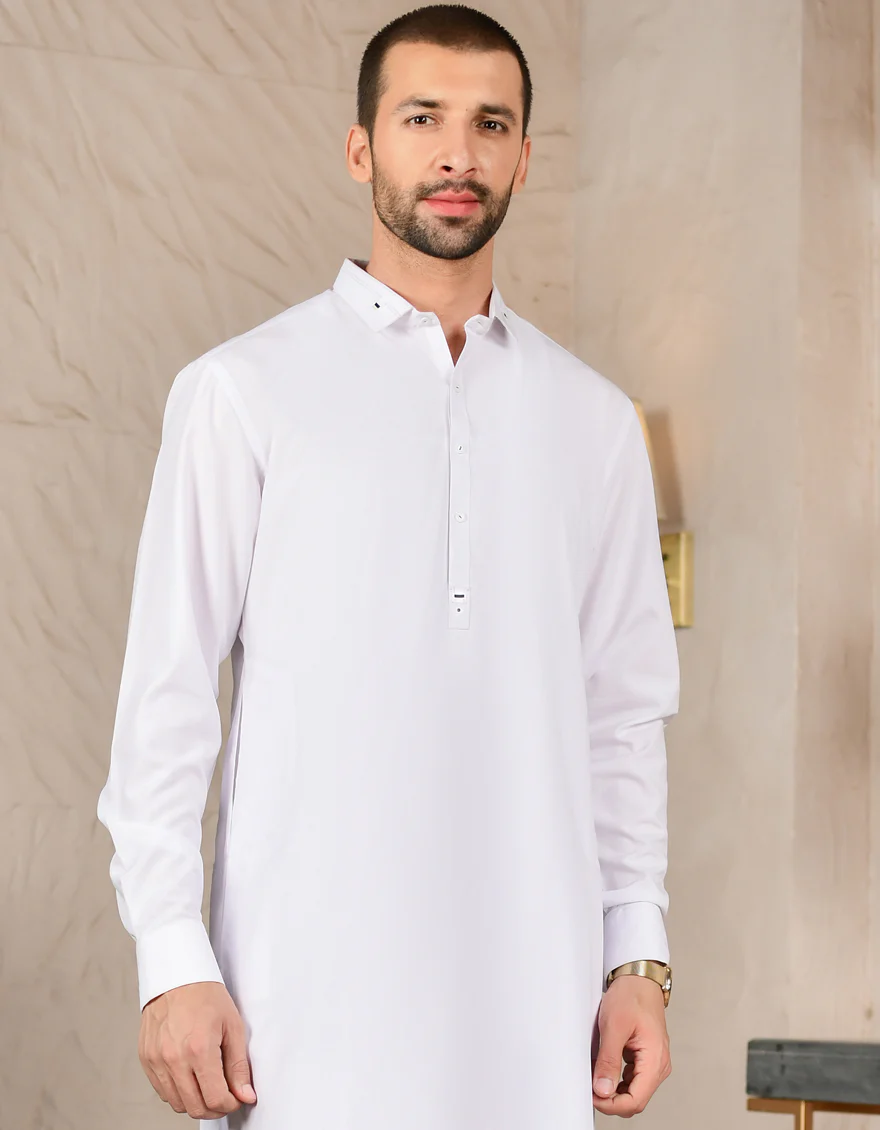 WHITE BLENDED KAMEEZ SHALWAR | JJKS-US-44129/A22/JJ8273-CL - Image 3