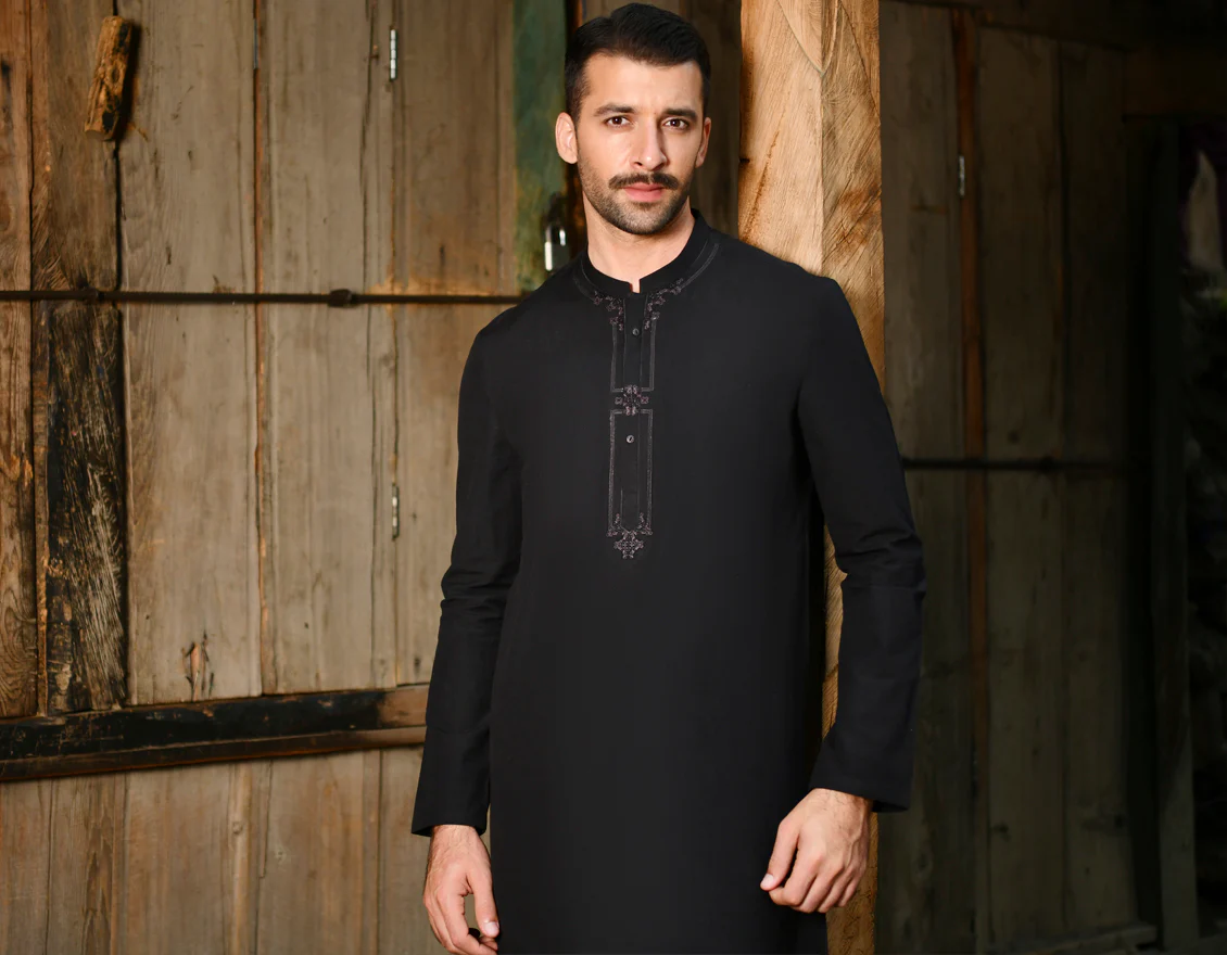 BLACK COTTON KAMEEZ SHALWAR | JJKS-US-44143/A22/JJ8415-SF - Image 5